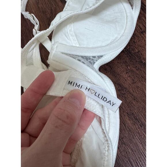 Mimi Holliday Womens White Hearts Bra 36 A - Picture 2 of 5